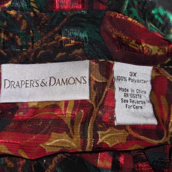 Draper's & Damon's Christmas Holiday Burnout Button-up Blouse Top Size 3x - Picture 7 of 7